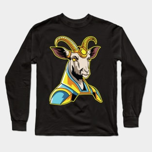 cyborg goat Illustration Long Sleeve T-Shirt